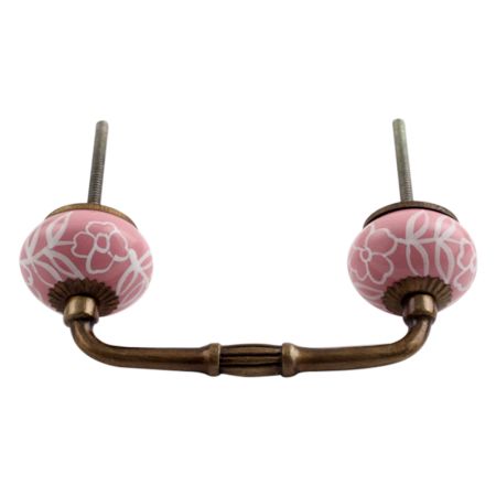 Pink Ceramic Bridge Dresser Handle